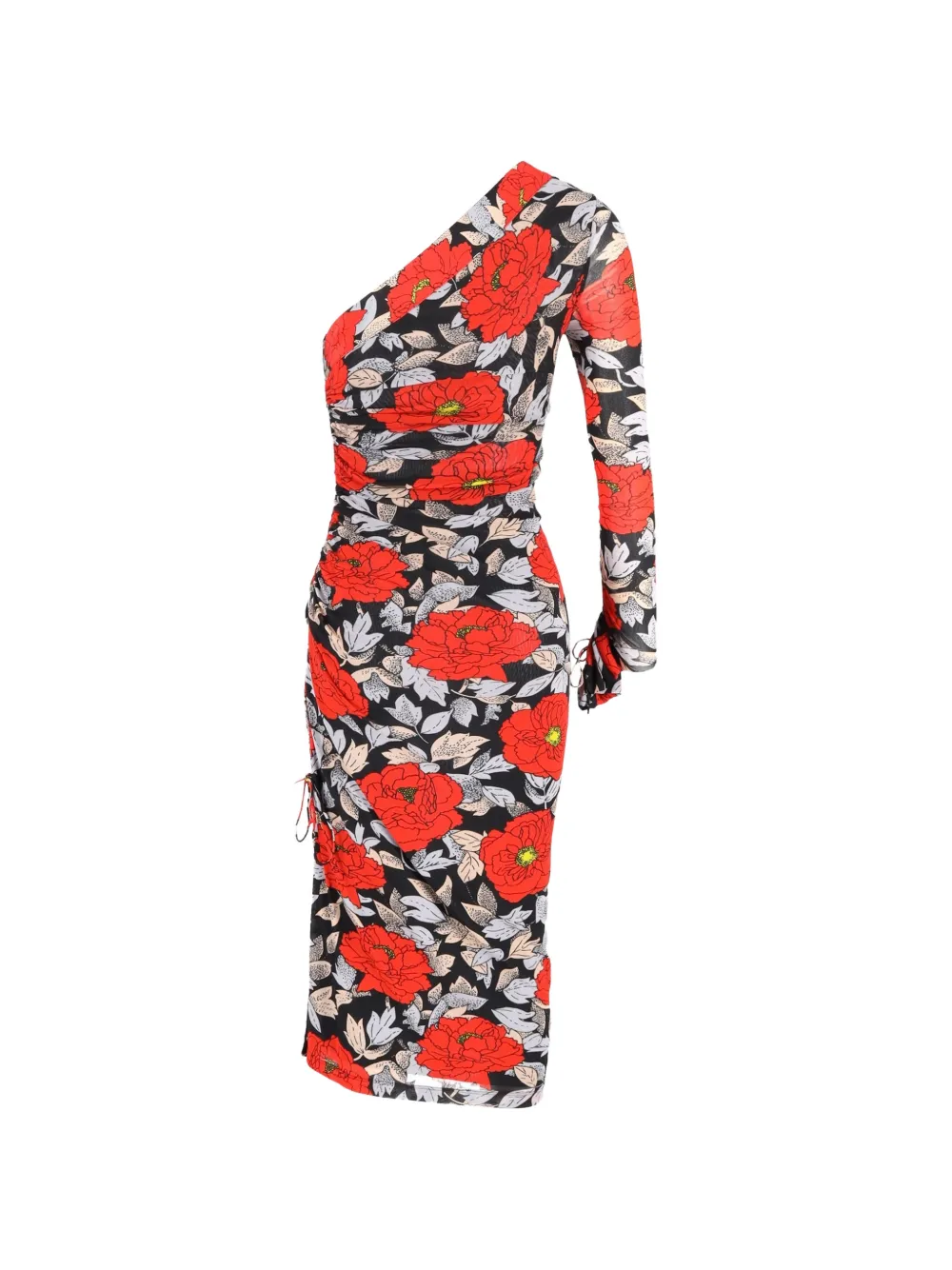 Diane Von Furstenberg Vintage floral-print ruched midi dress - Zwart