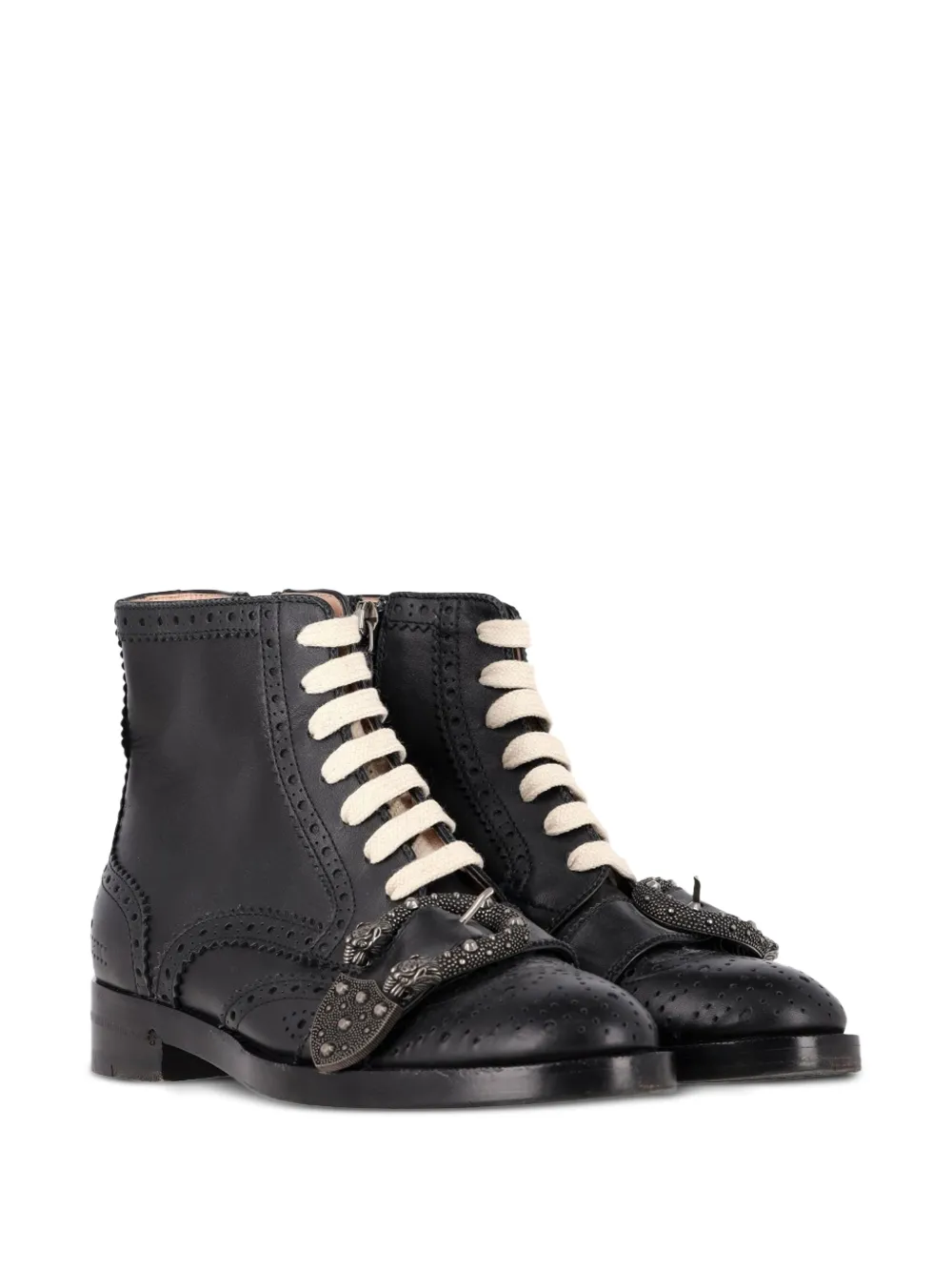 Gucci Pre-Owned wingtip buckled boots - Zwart