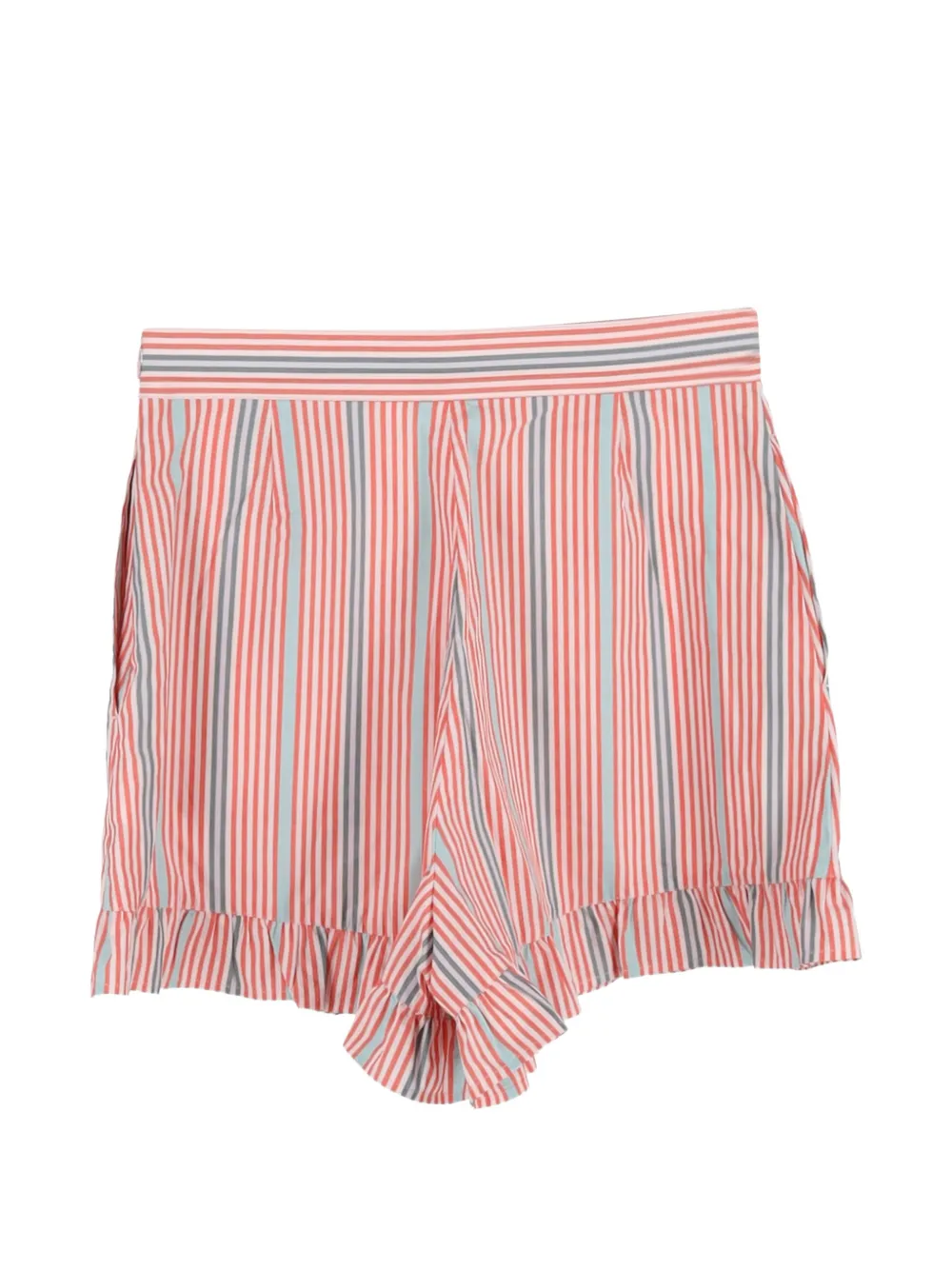 Chlo&eacute; Vintage ruffle-trim striped shorts - Rood