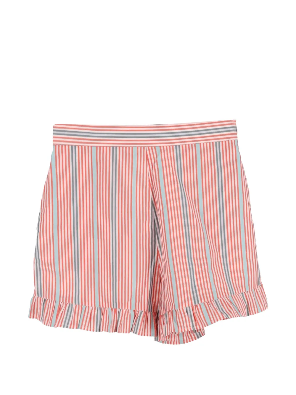 Chloé Vintage ruffle-trim striped shorts - Rosso