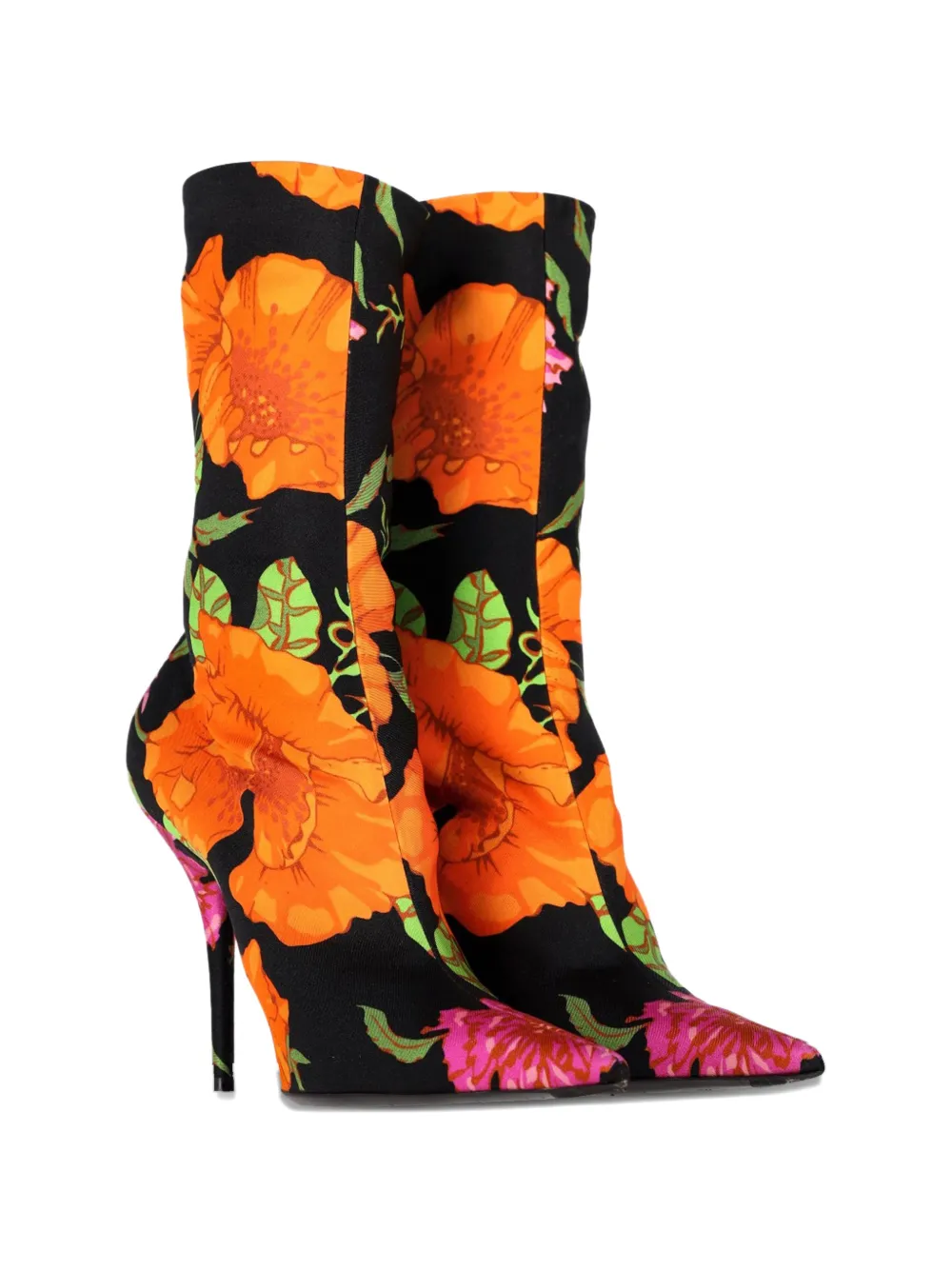 Balenciaga Pre-Owned floral-print sock boots - Zwart