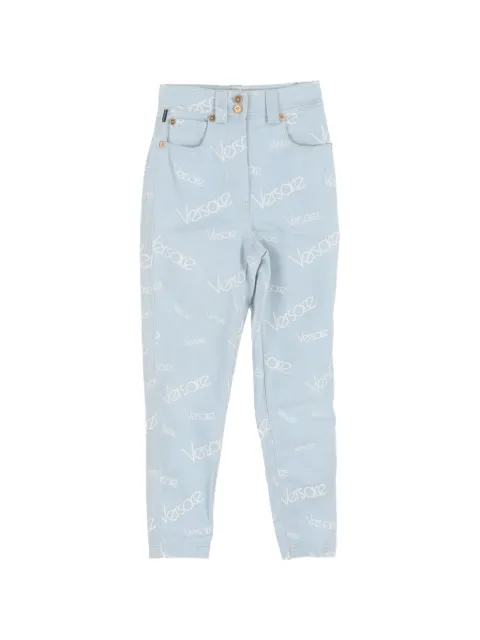 Versace Pre-Owned logo-pattern high-waisted jeans