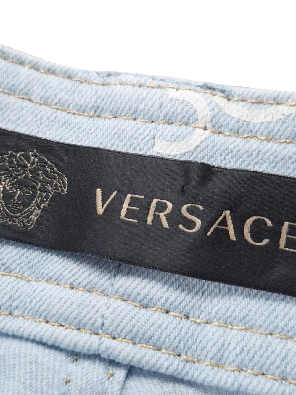 Logo-Pattern High-Waisted Jeans