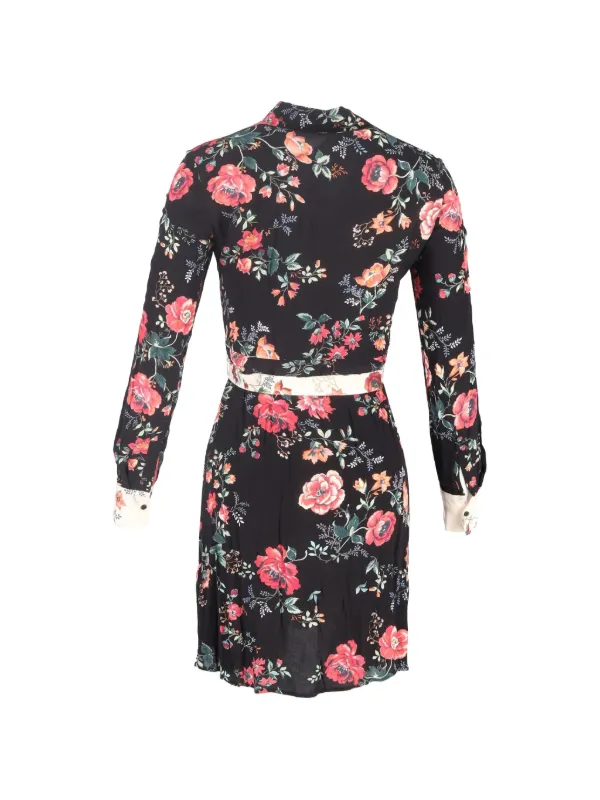 maje short shirt dress Patterned Mini Shirt Dress