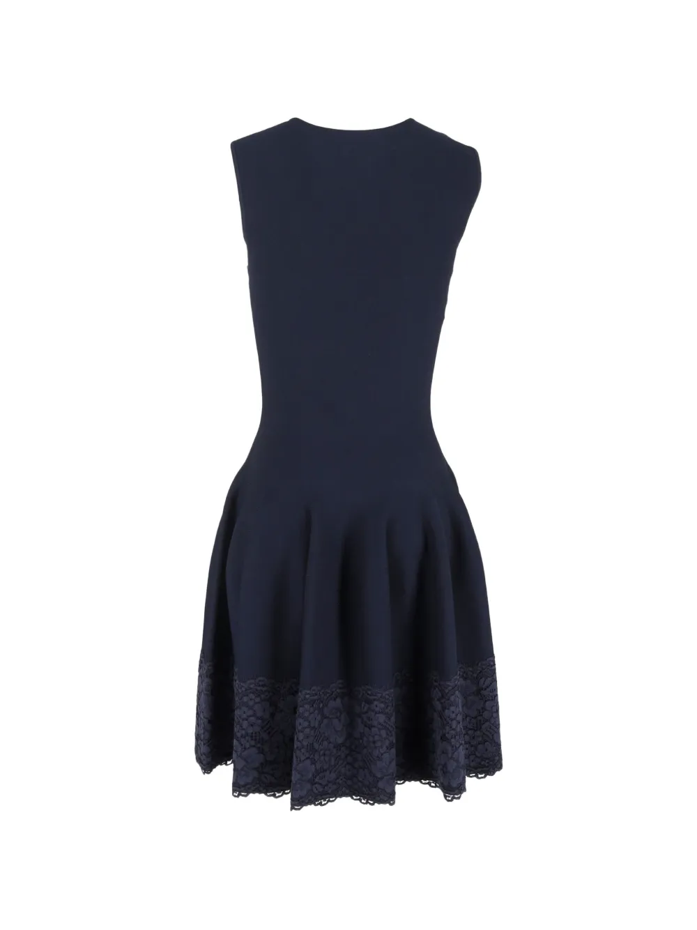 Carolina Herrera Vintage lace-trimmed midi dress - Blauw