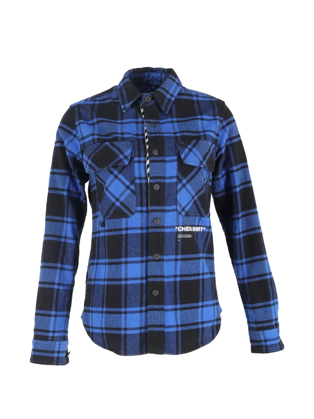 Off-White Pre-Owned checked button-down long-sleeve shirt - Blu