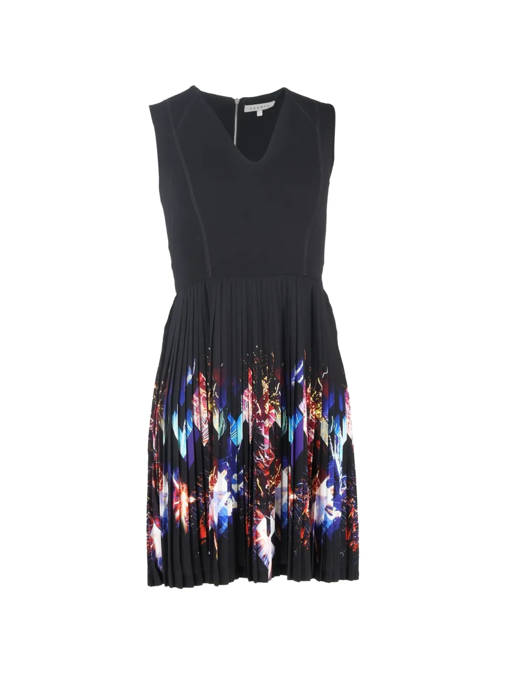 SANDRO printed pleated mini dress - Nero