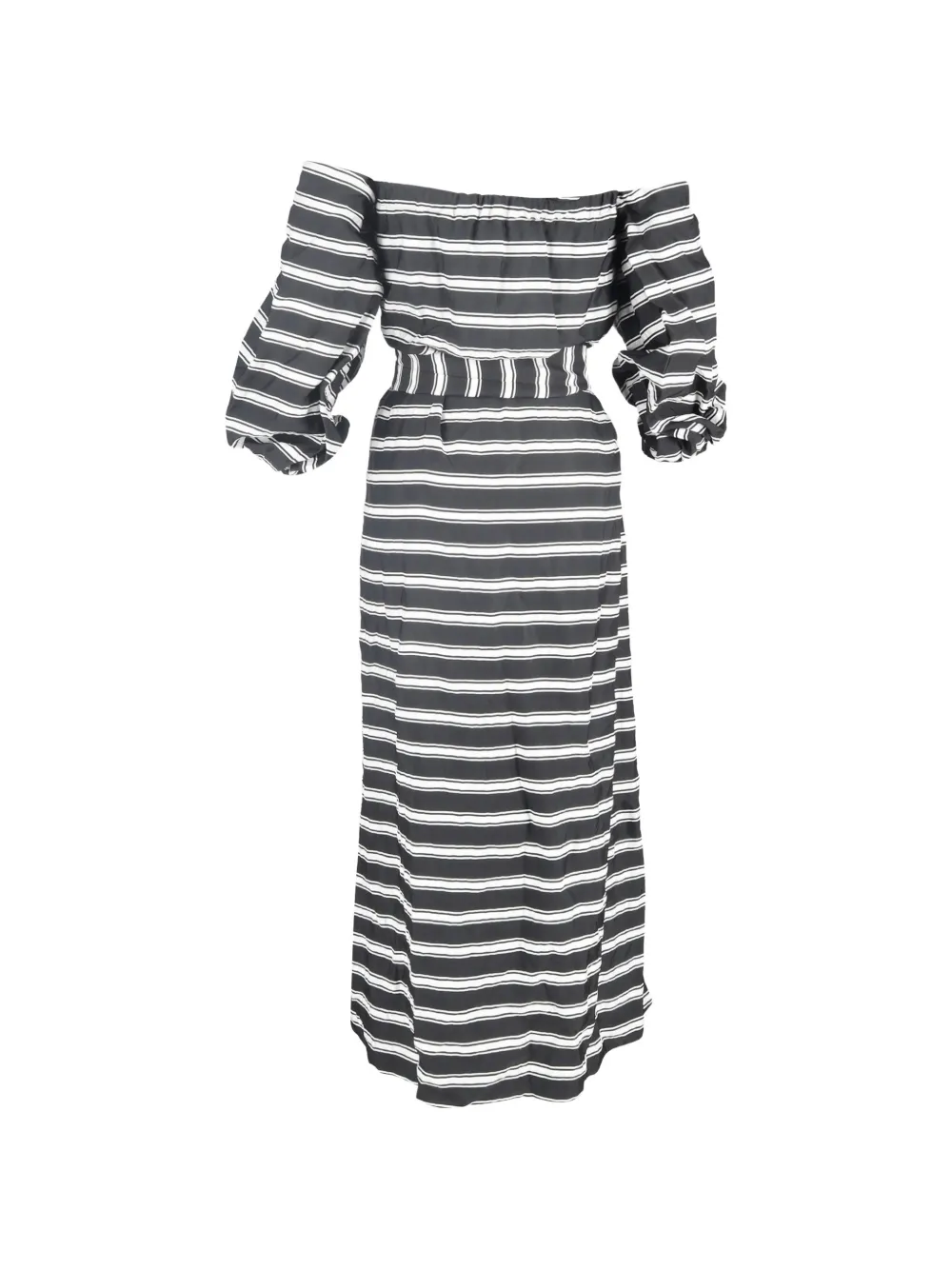 Lisa Marie Fernandez striped off-shoulder midi dress - Zwart