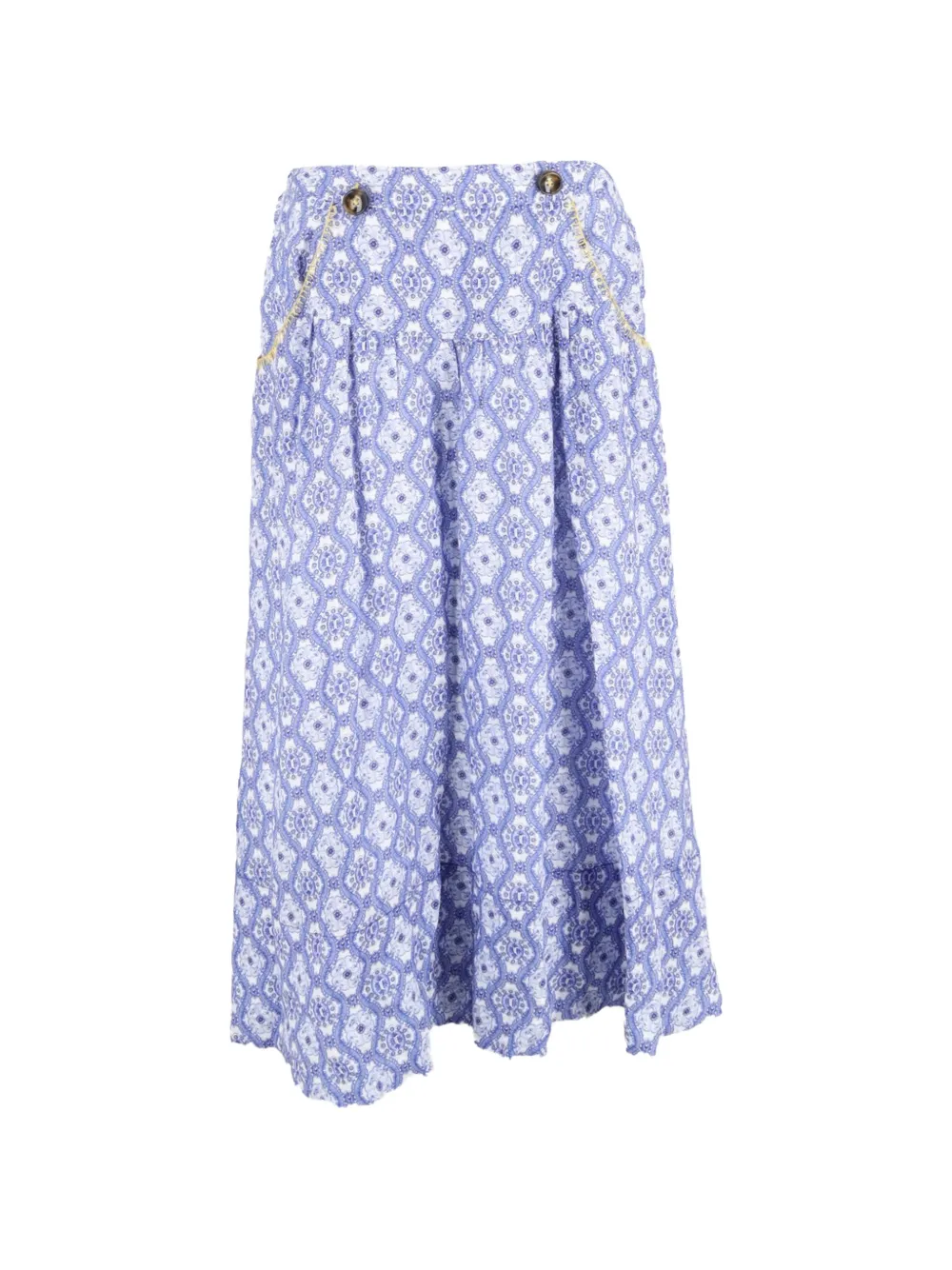 Saloni floral-embroidered midi skirt - Blu