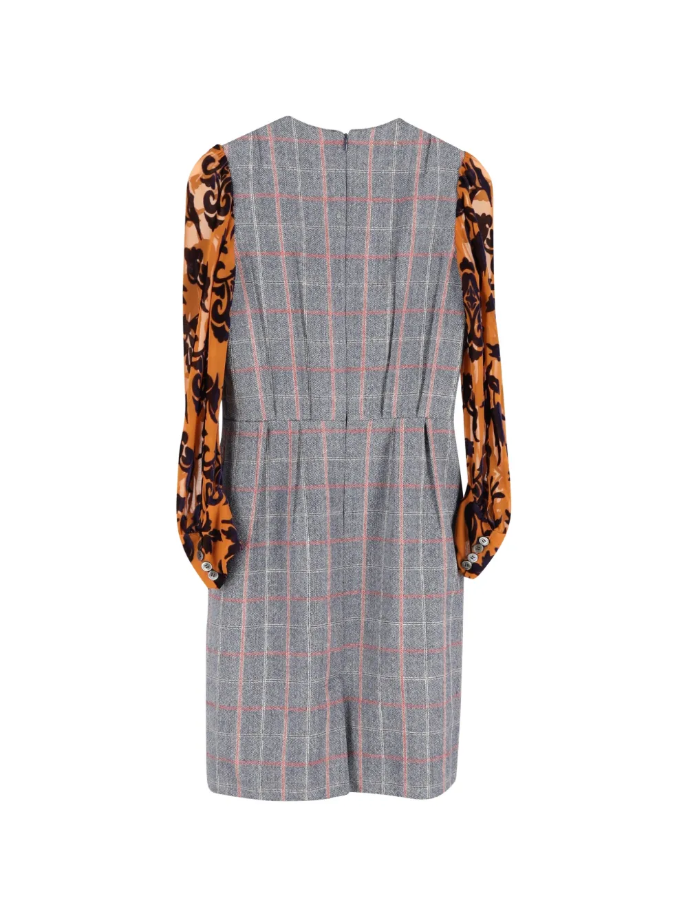 Junya Watanabe Comme des Gar&ccedil;ons Pre-Owned plaid-pattern long-sleeve dress - Grijs