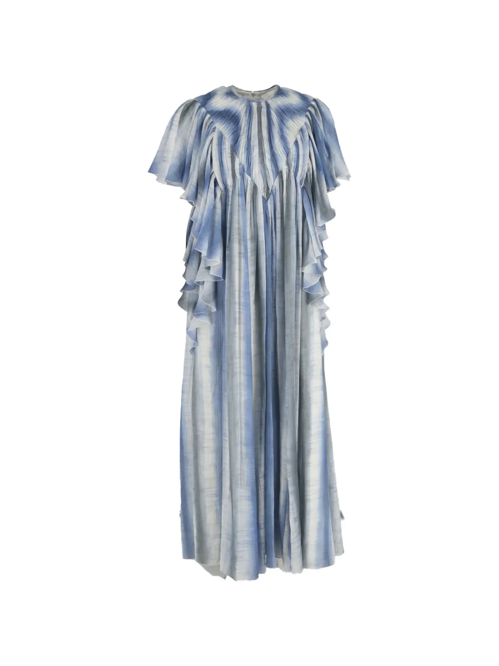 Chloé Vintage tie-dye flutter-sleeve maxi dress - Blu