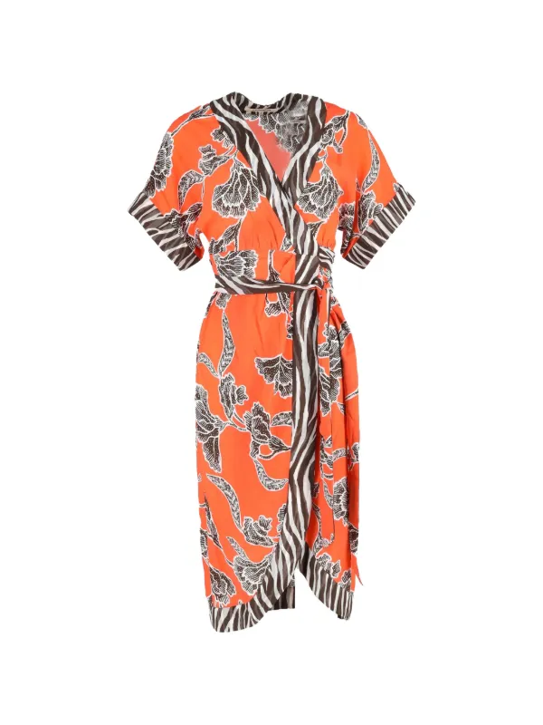 Dress Farfetch Dvf Striped Wrap Dress DVF Diane Von Furstenberg Linda Wrap  V-neck Minidress Brown