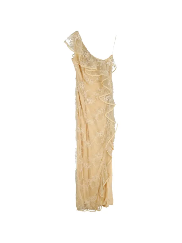 Valentino Garavani Lace Ruffled Maxi Dress - Yellow