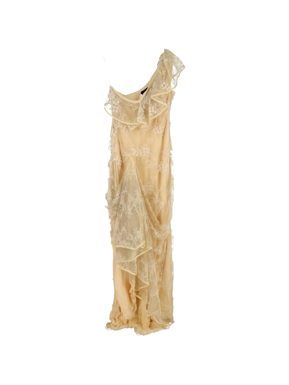 Valentino Garavani Pre-Owned lace ruffled maxi dress - Geel