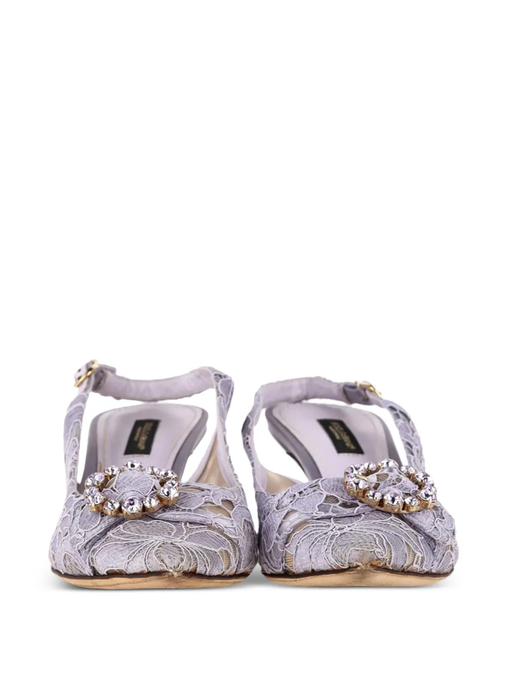 Dolce & Gabbana Pre-Owned crystal-embellished lace slingback pumps - Paars