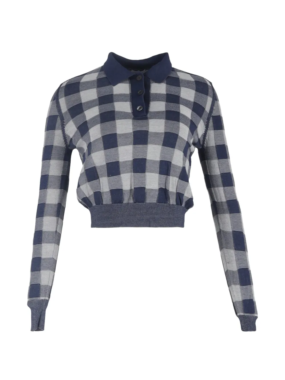 Rachel Comey check-print long-sleeved polo shirt - Blu