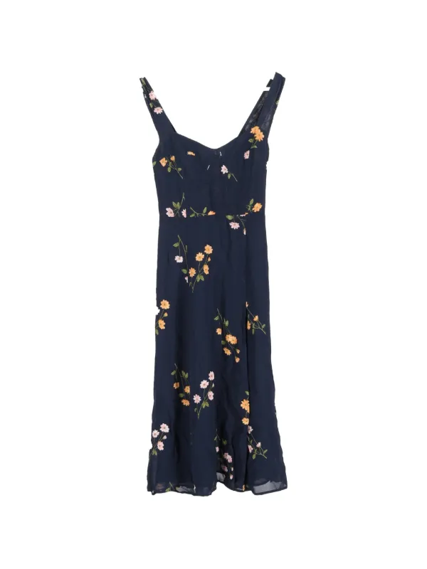 Reformation Floral-print Midi Dress - Blue