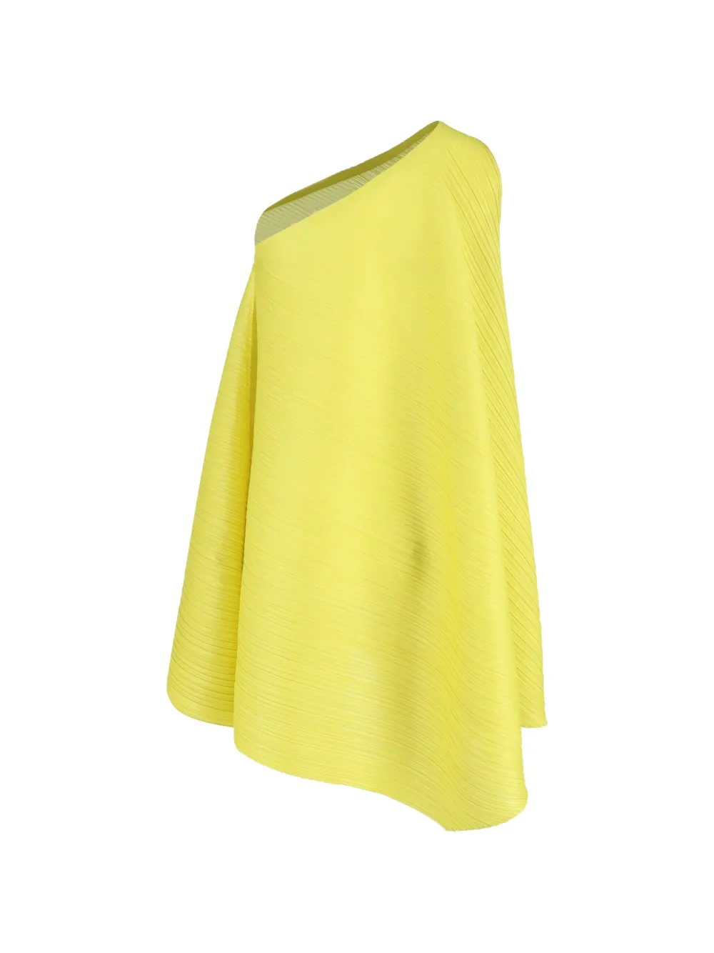 Pleats Please Issey Miyake one-shoulder pleated dress - Geel