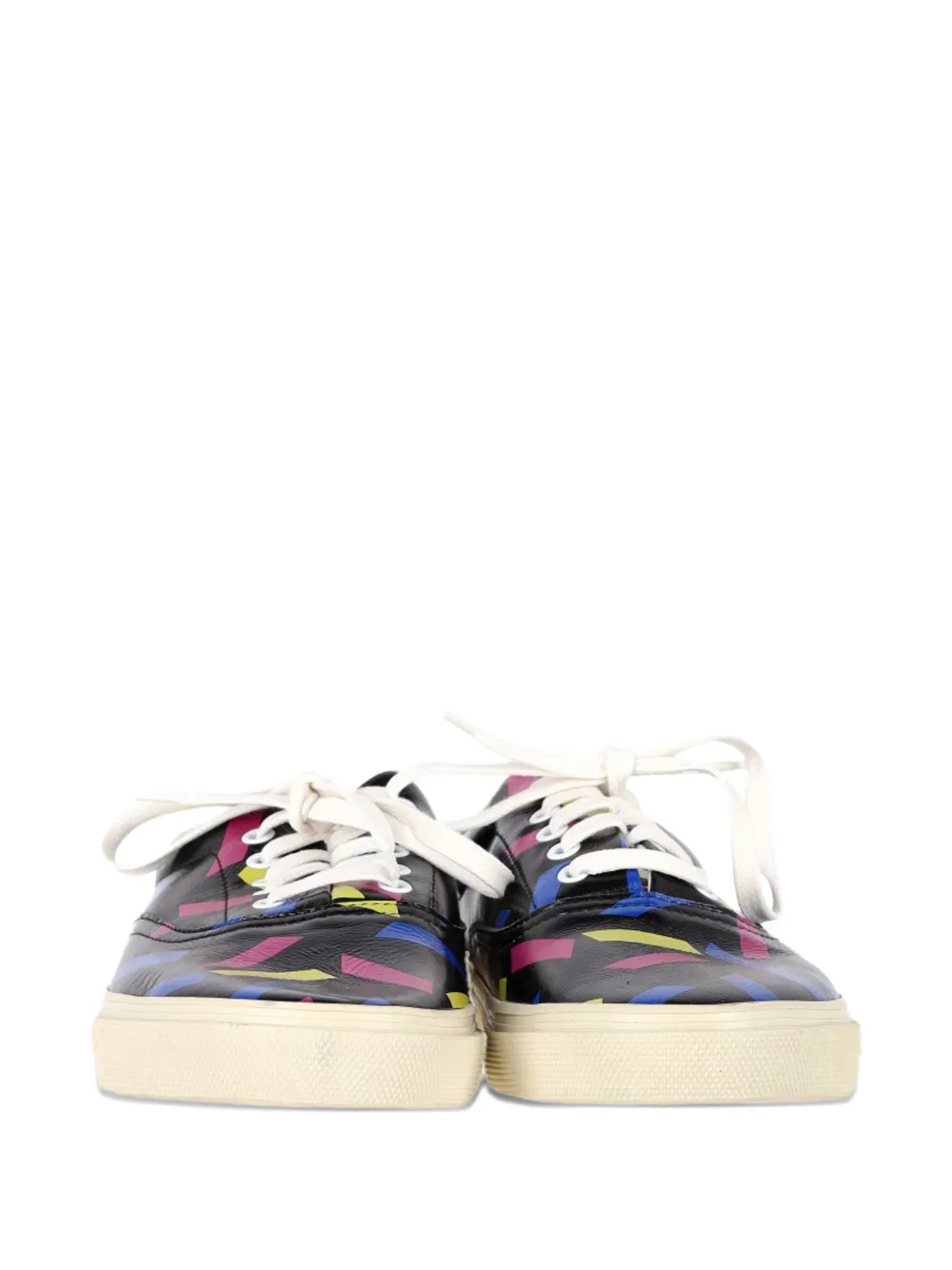 Saint Laurent Pre-Owned printed lace-up sneakers - Zwart