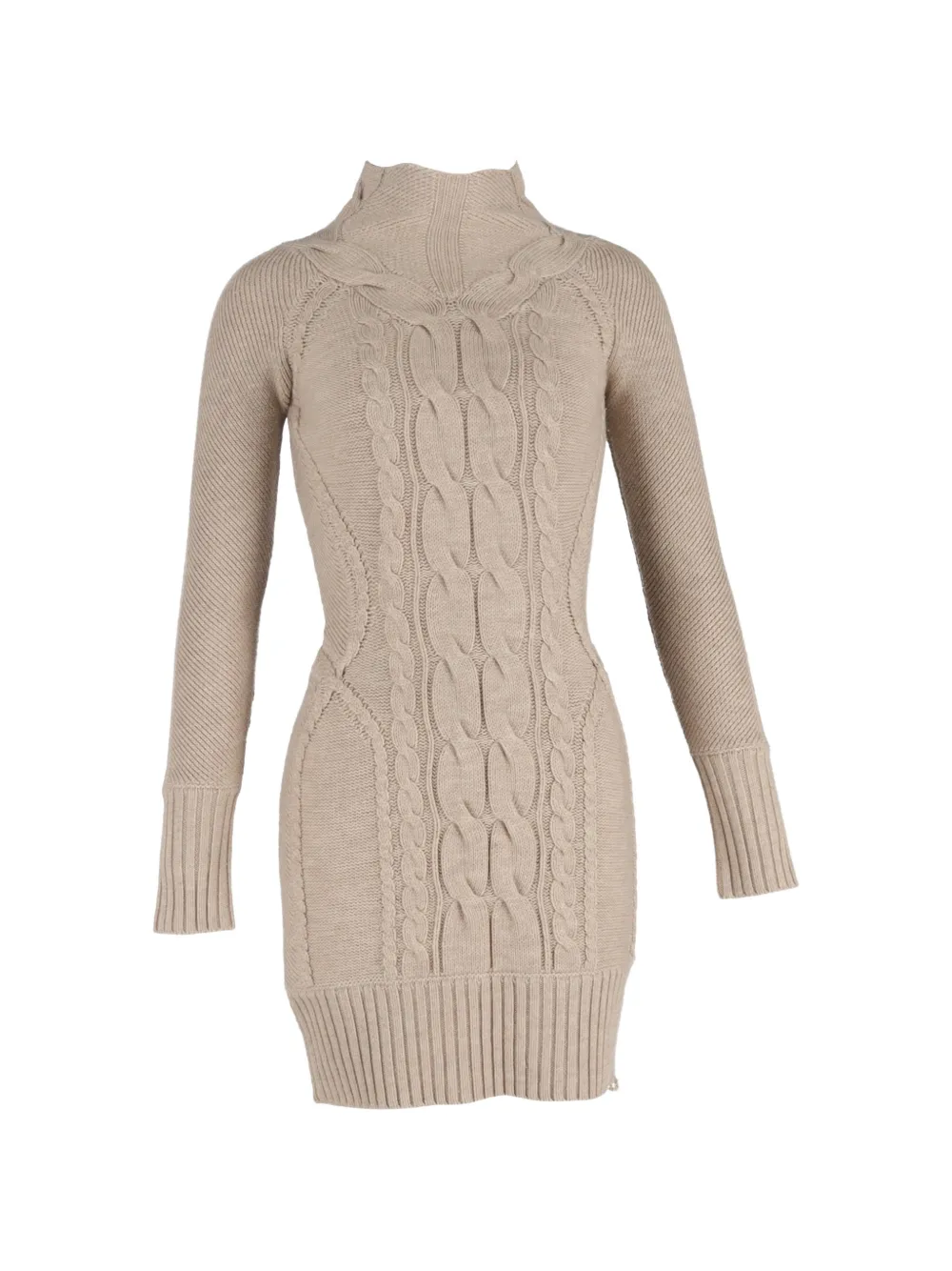 Temperley London cable-knit turtleneck mini dress - Toni neutri