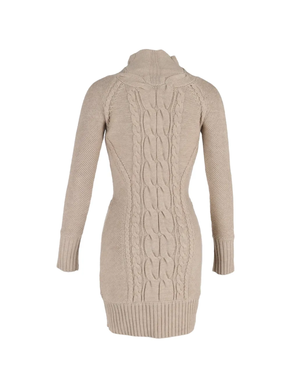 Temperley London cable-knit turtleneck mini dress - Beige