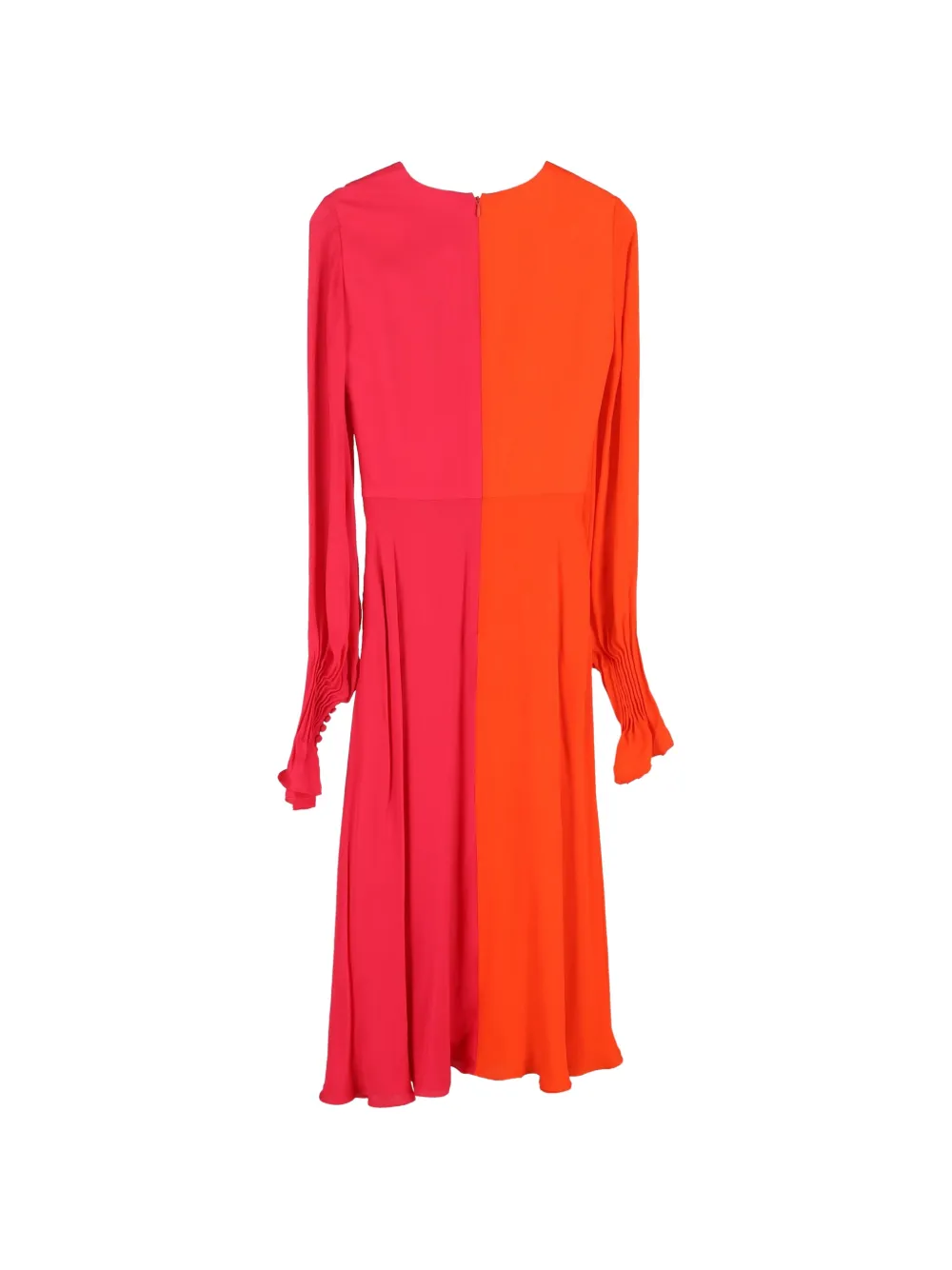 Carolina Herrera Vintage gathered bicolour midi dress - Oranje