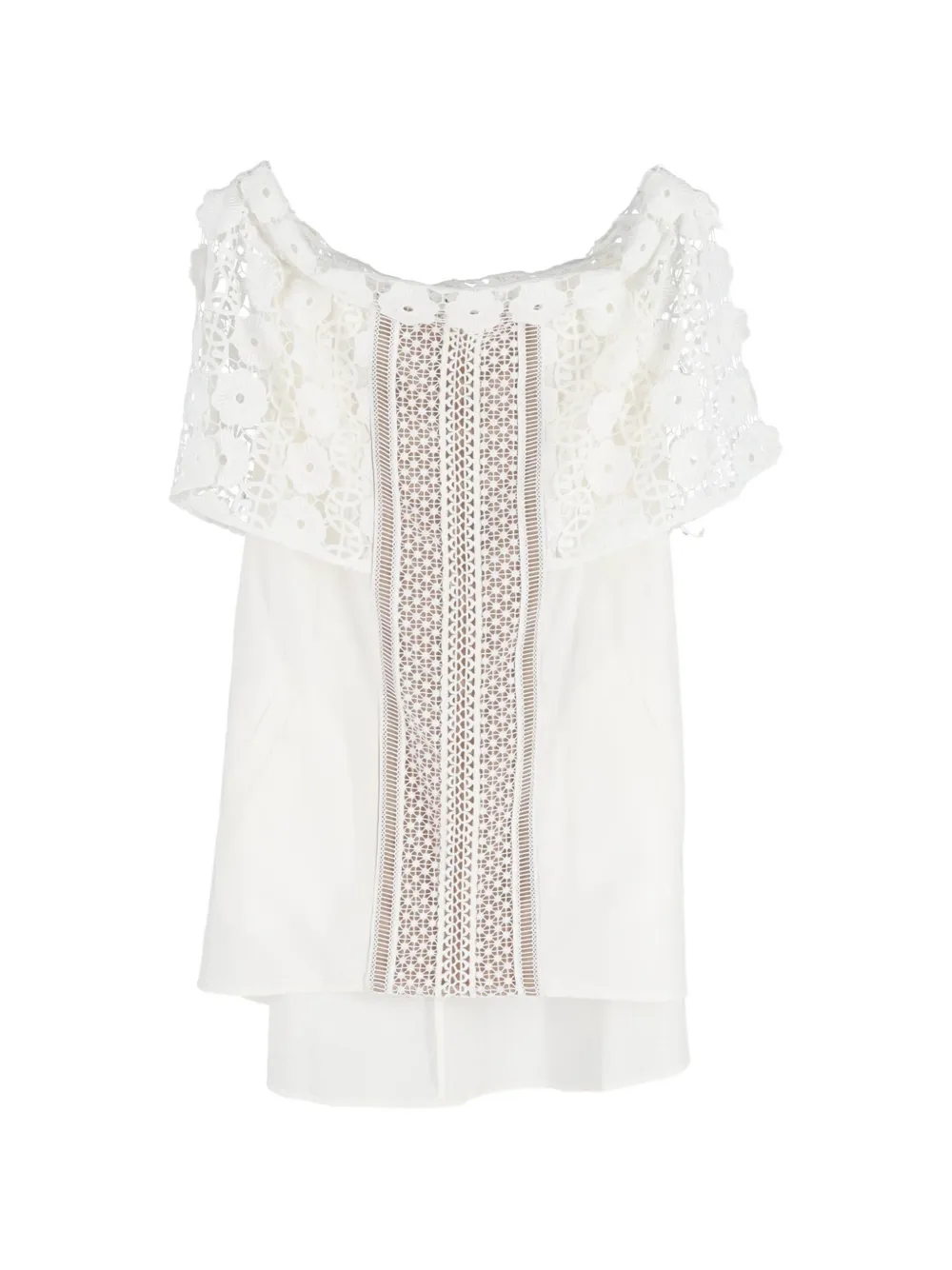 Self-Portrait floral-lace off-shoulder dress - Bianco