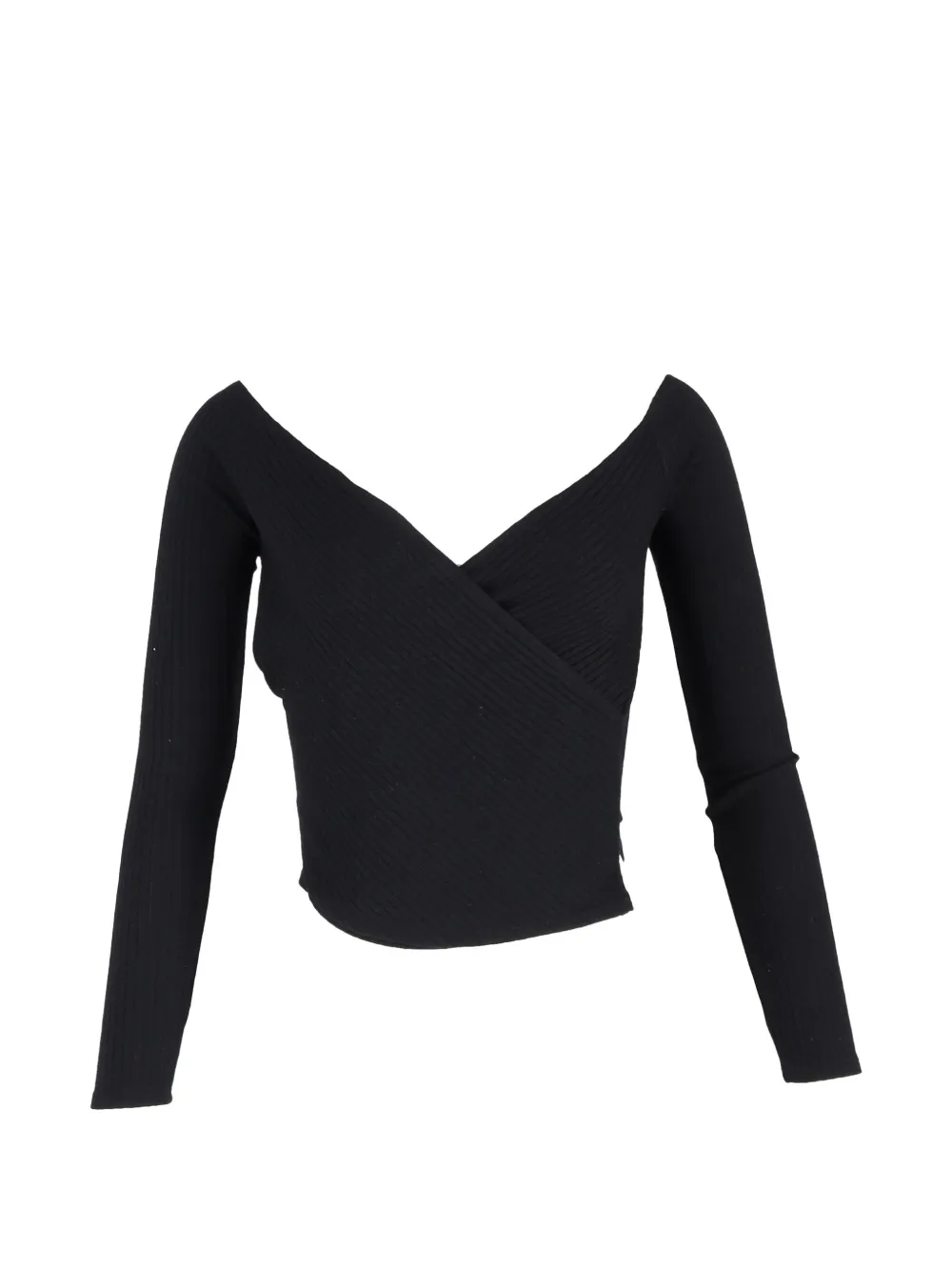 Reformation Minnie surplice ribbed top - Nero