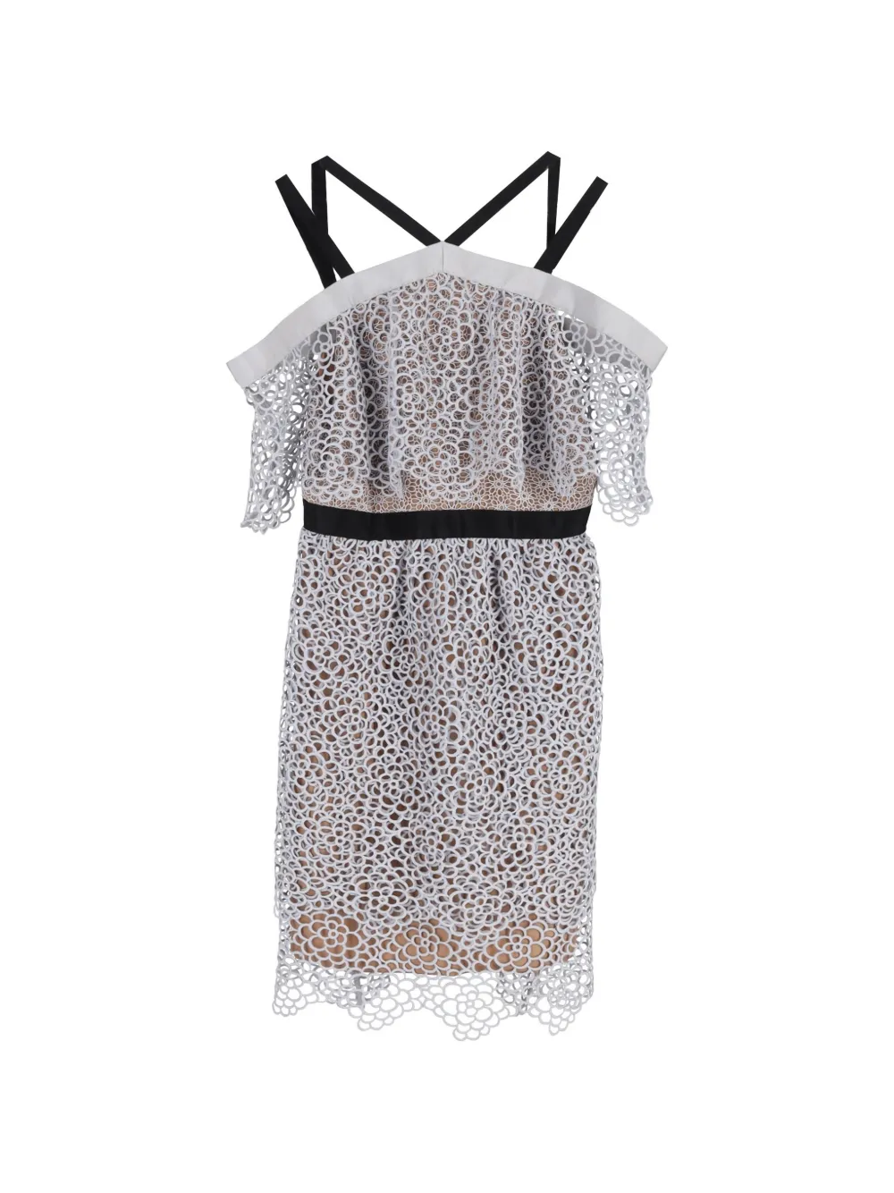 Self-Portrait floral-detail mini dress - Grigio