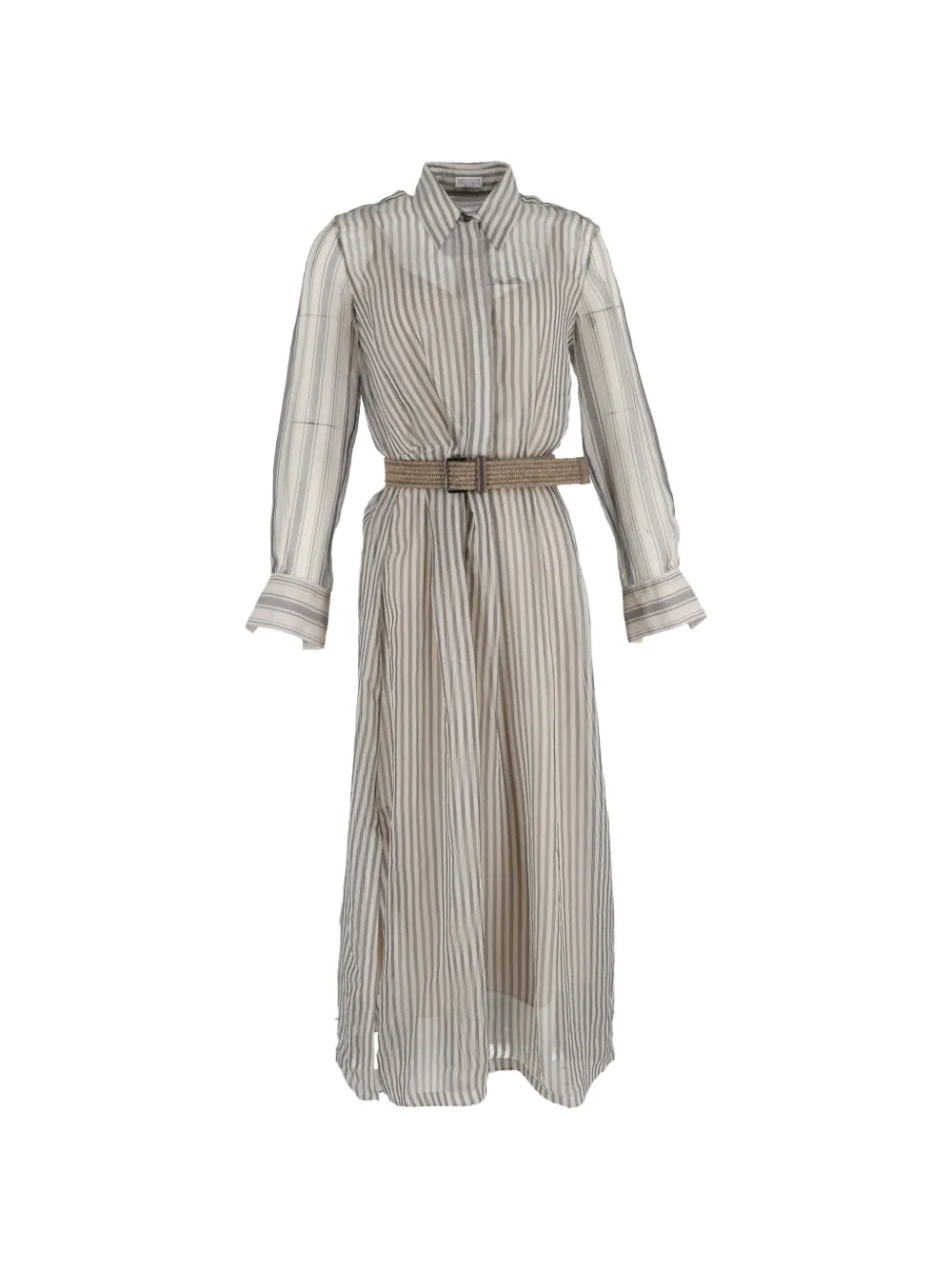 Brunello Cucinelli Vintage Pleated striped maxi shirt dress - Toni neutri