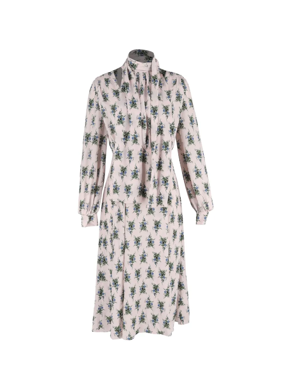 Emilia Wickstead floral-print long-sleeve midi dress - Toni neutri