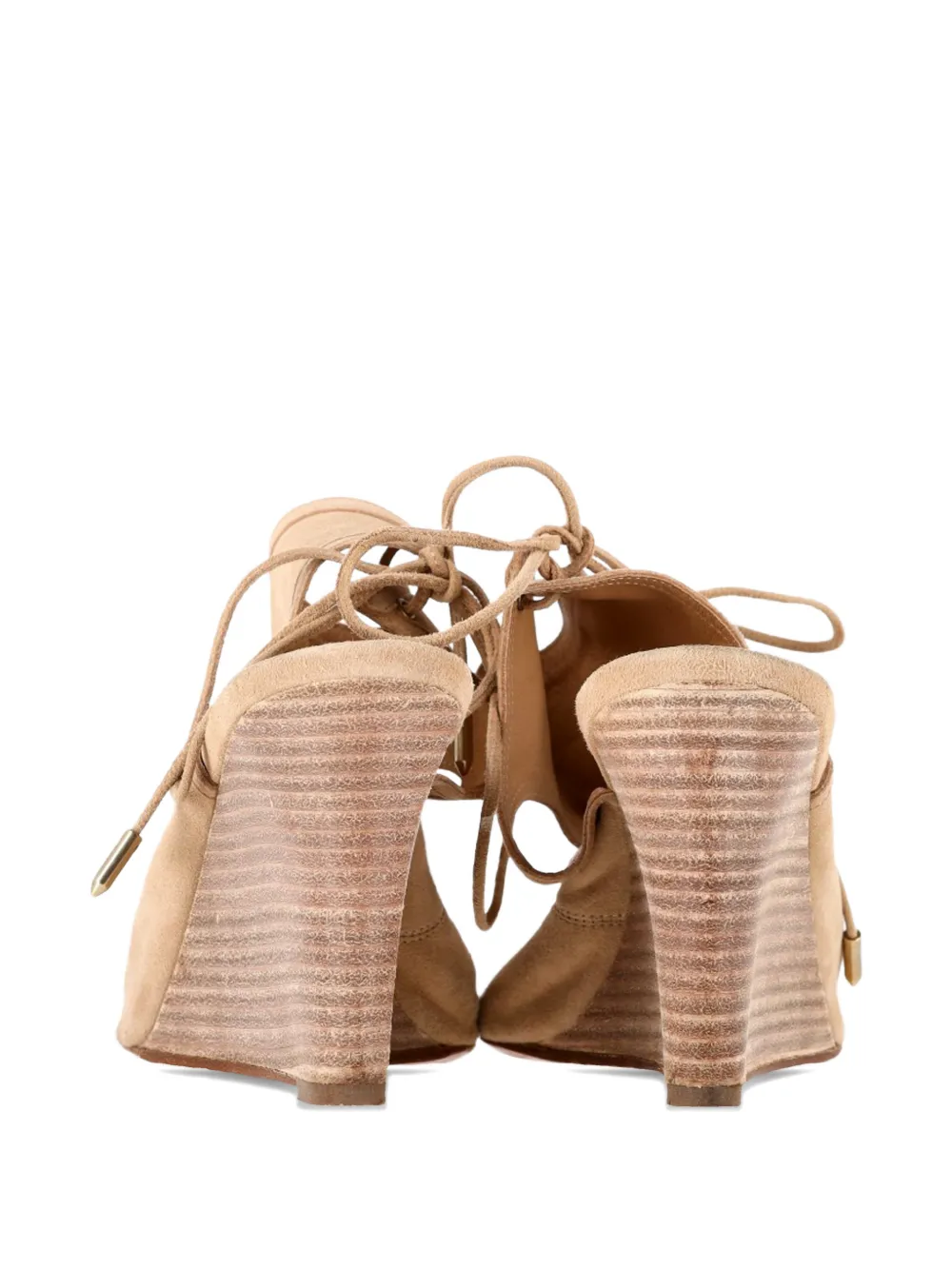 Aquazzura cut-out tie wedge sandals - Beige