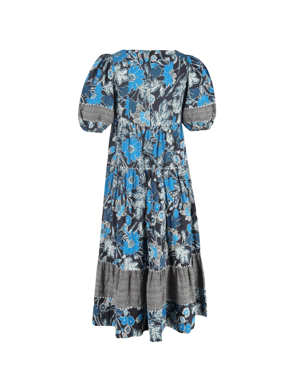 Ulla Johnson floral-print tiered midi dress - Blauw