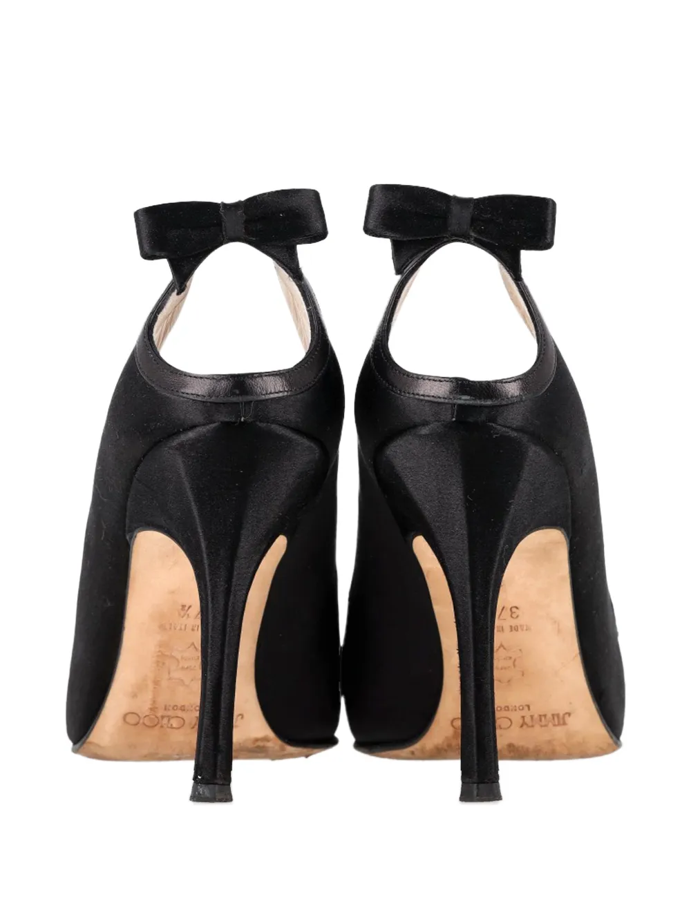 Jimmy Choo Pre-Owned bow-detail satin pumps - Zwart