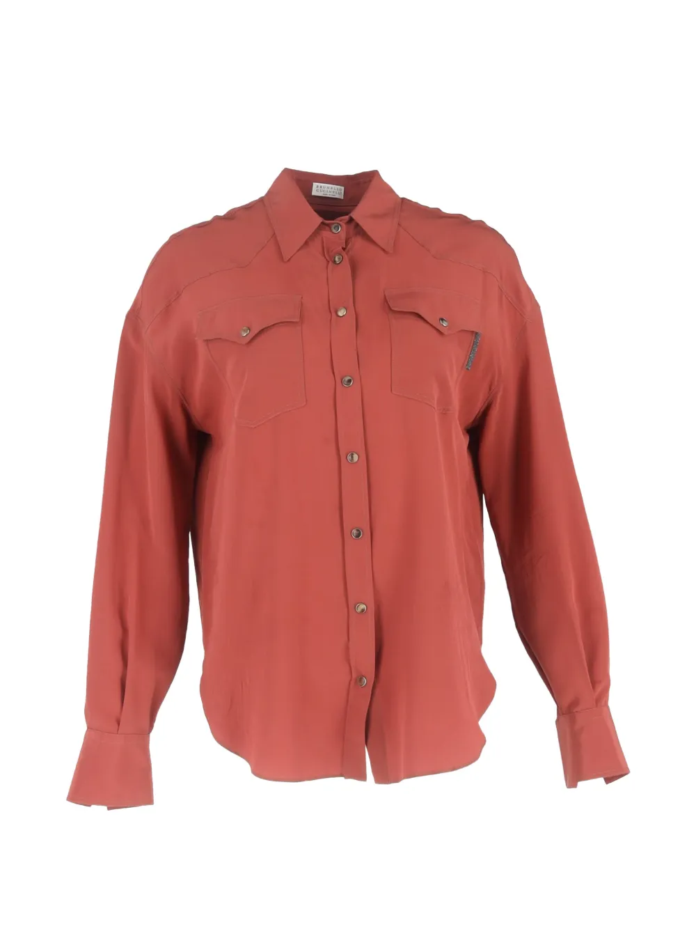 Brunello Cucinelli Vintage flap-pocket silk shirt - Rosso