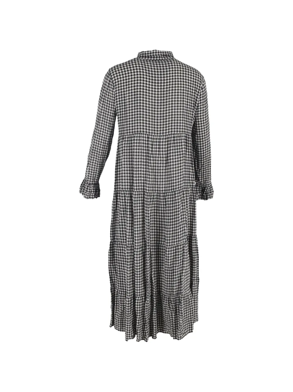 GANNI gingham tiered midi shirt dress - Zwart