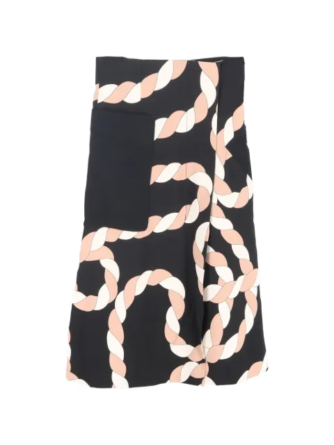 Sportmax Vintage falda midi con efecto cruzado y cuerda estampada