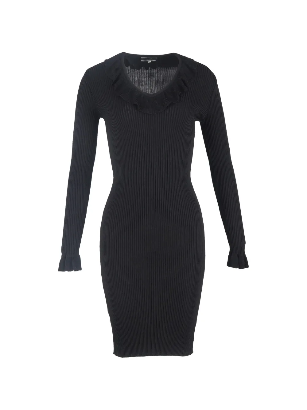 JOSEPH ribbed ruffle midi dress - Nero