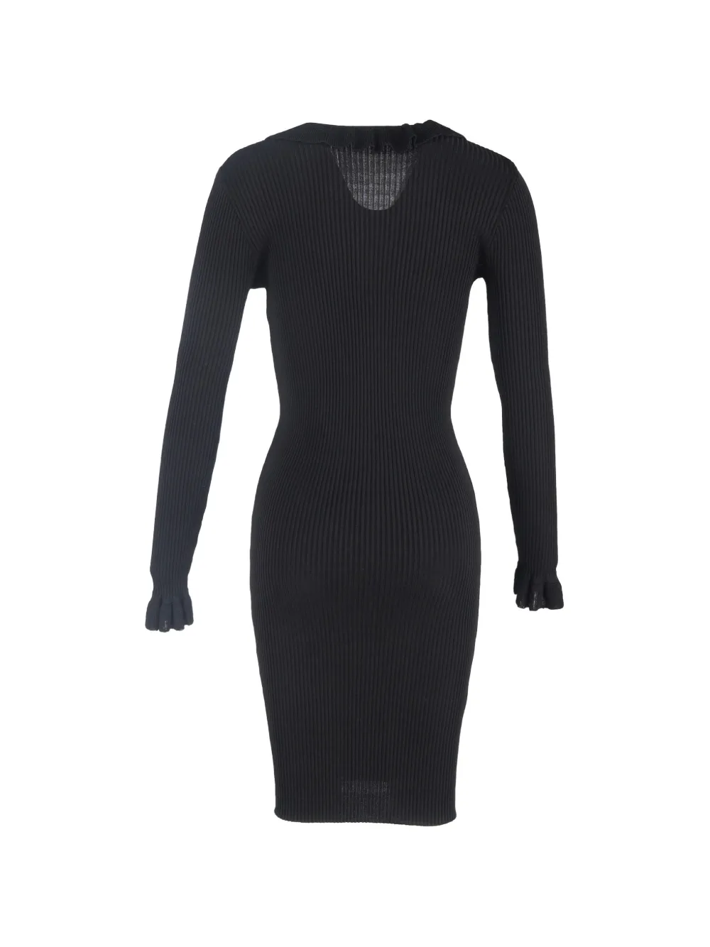 JOSEPH ribbed ruffle midi dress - Zwart