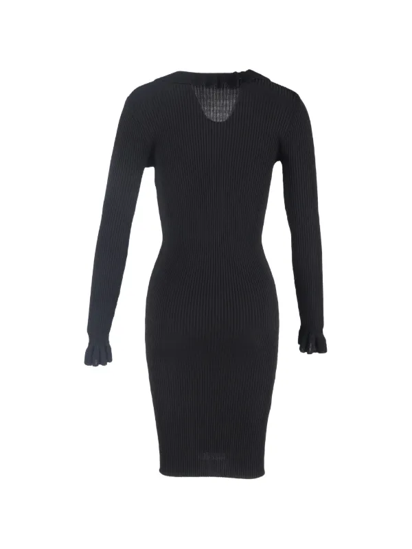 ribbed ruffle dress Peach Ribbed Knit Mini Dress