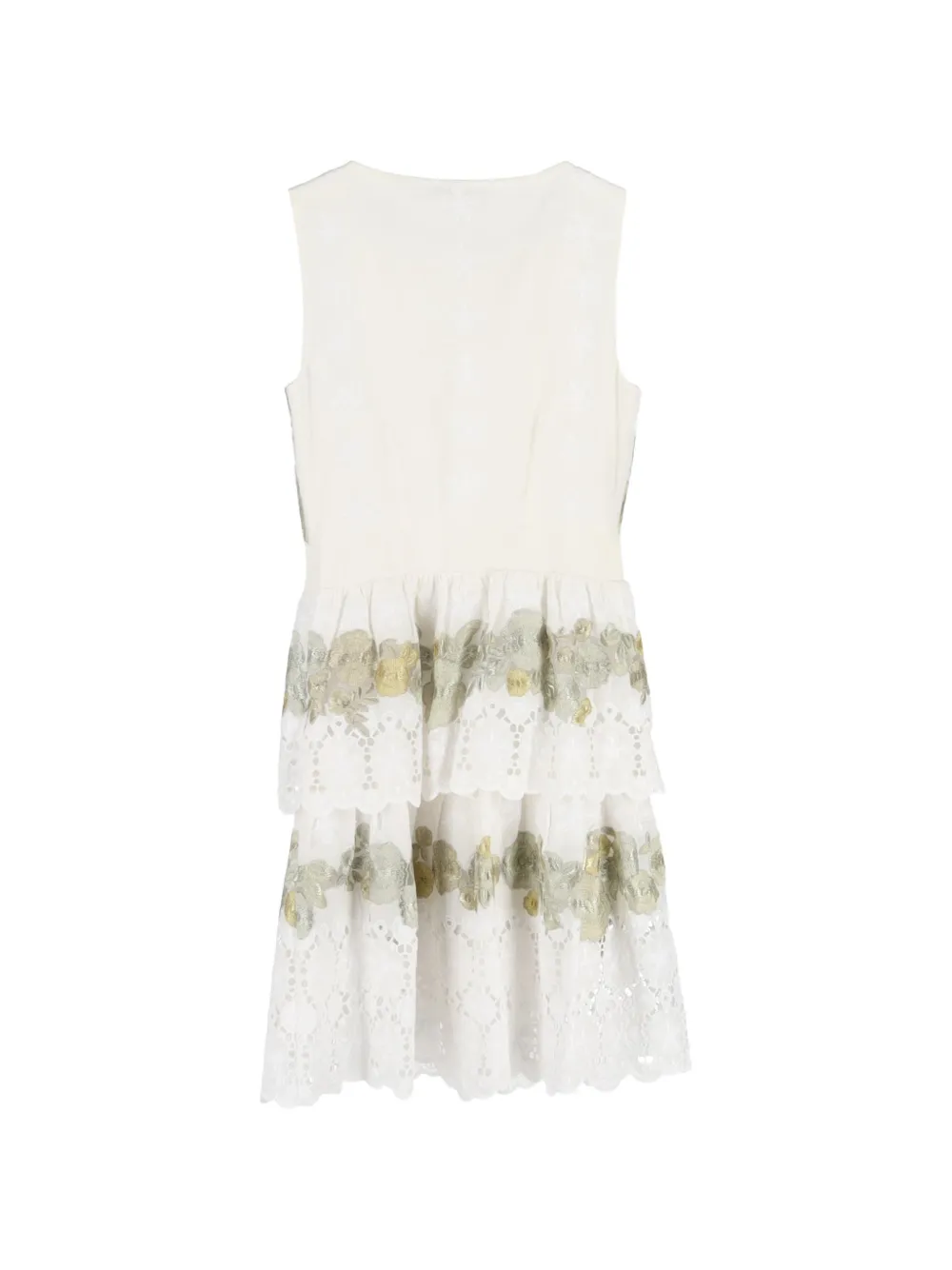 Diane Von Furstenberg Vintage floral-embroidered mini dress - Wit