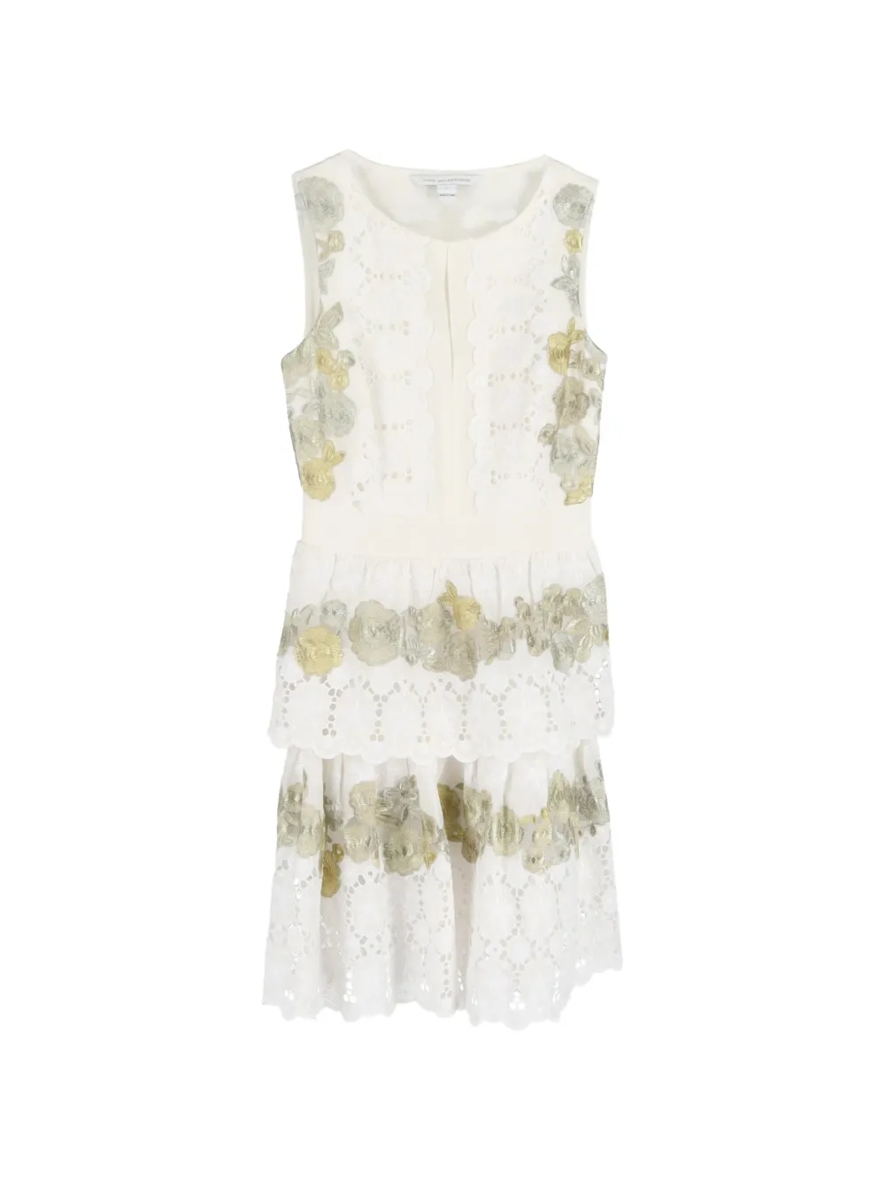 Diane Von Furstenberg Vintage floral-embroidered mini dress - Bianco