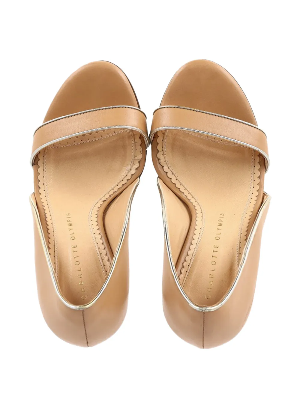  Charlotte Olympia Christine Metallic-trim Sandals - Neutrals 