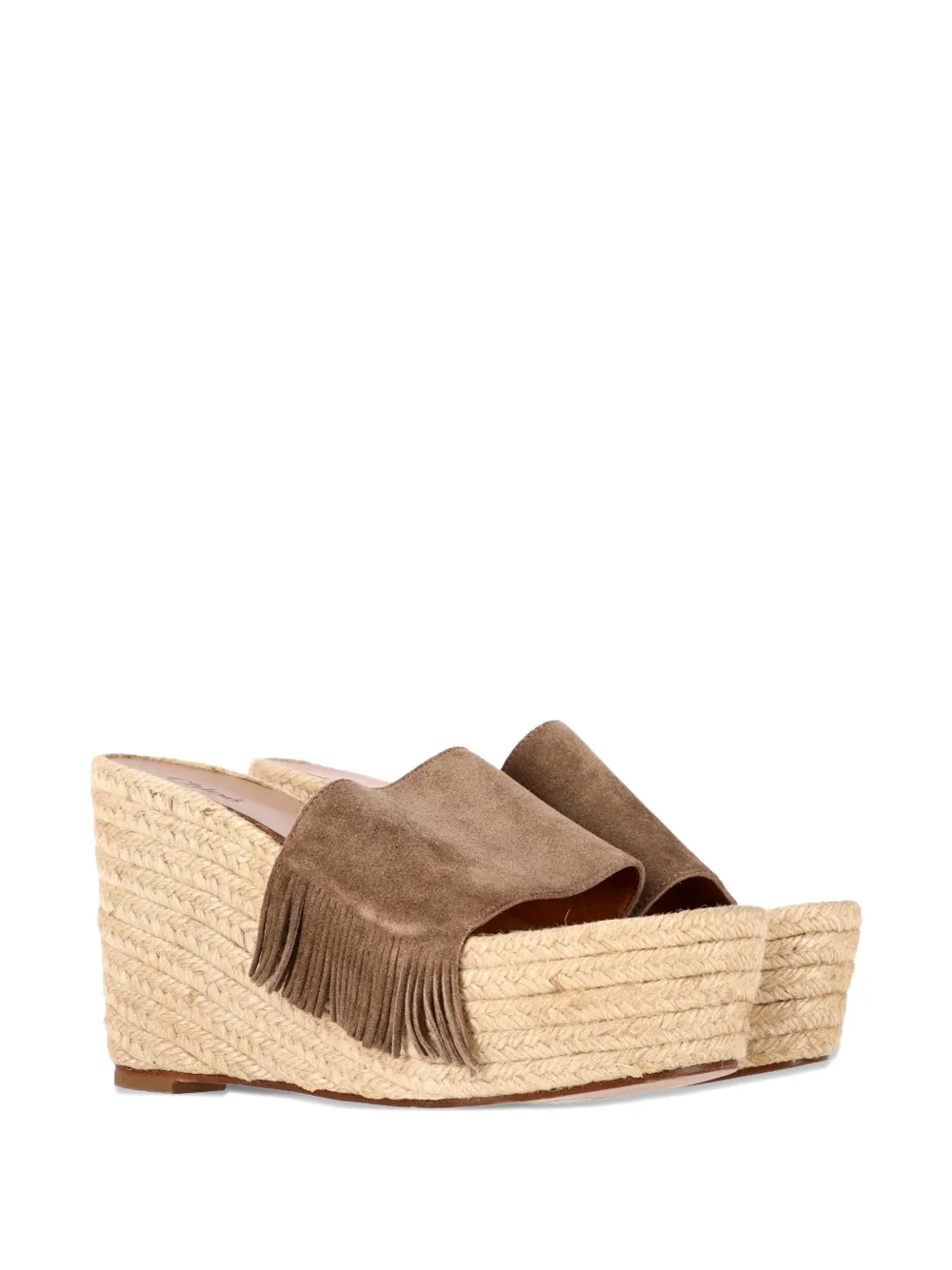 Chlo&eacute; Vintage fringe-trimmed wedge espadrille - Beige