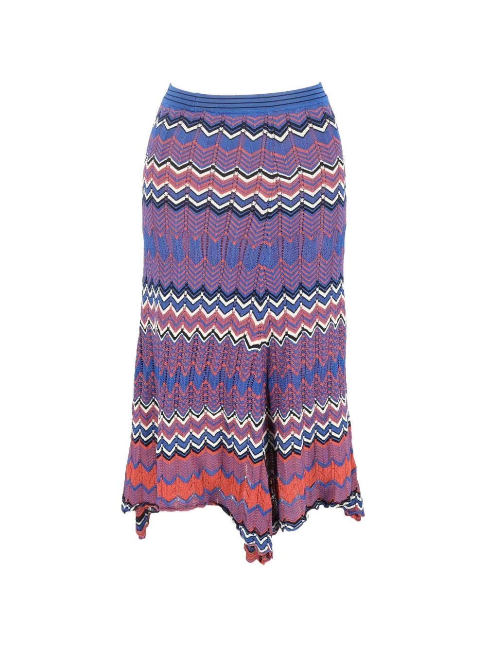SANDRO pointelle chevron midi skirt - Blu