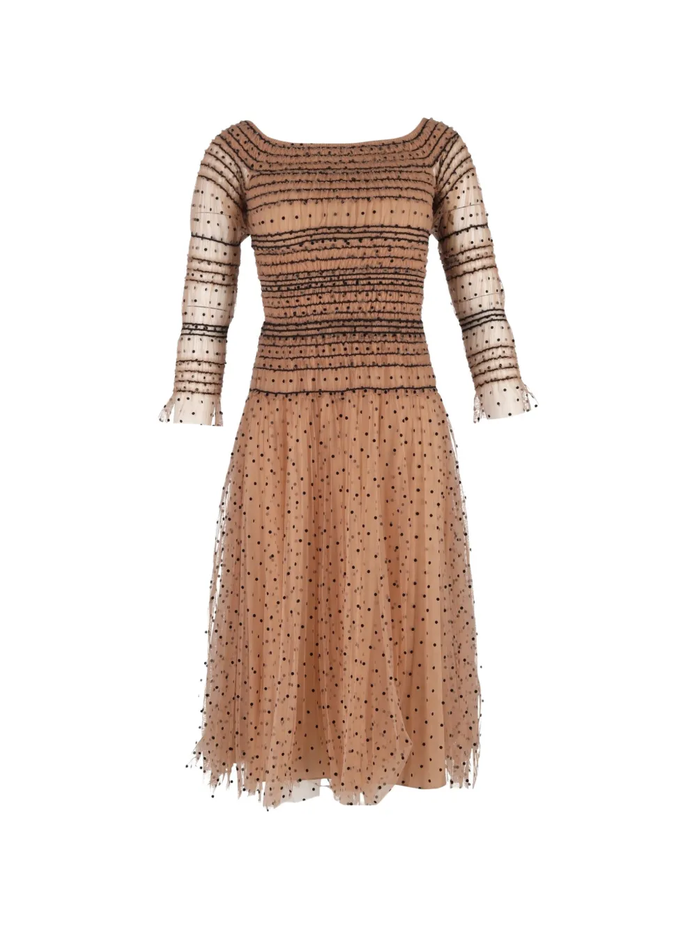 Self-Portrait polka-dot off-the-shoulder midi dress - Toni neutri