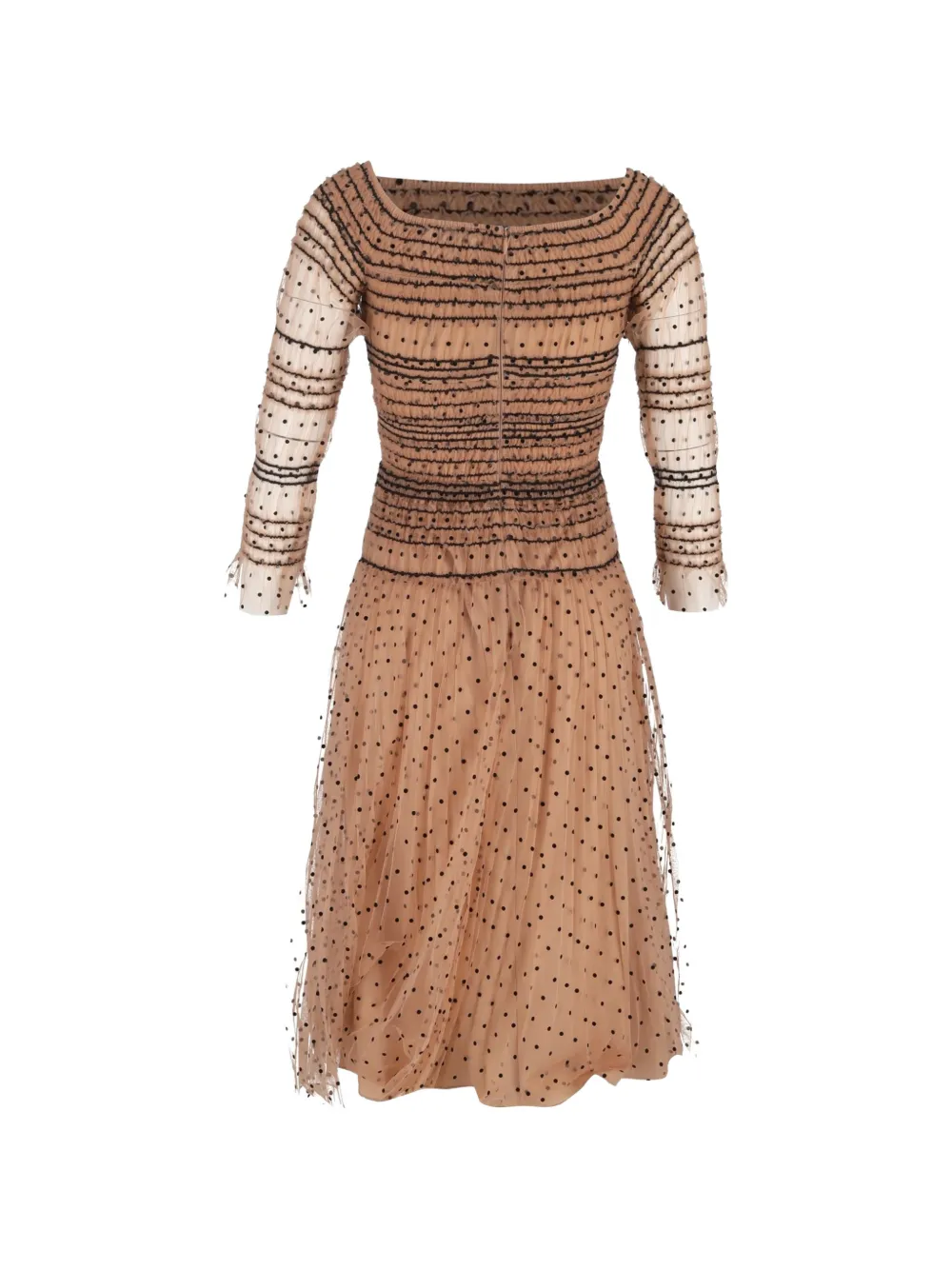 Self-Portrait polka-dot off-the-shoulder midi dress - Beige