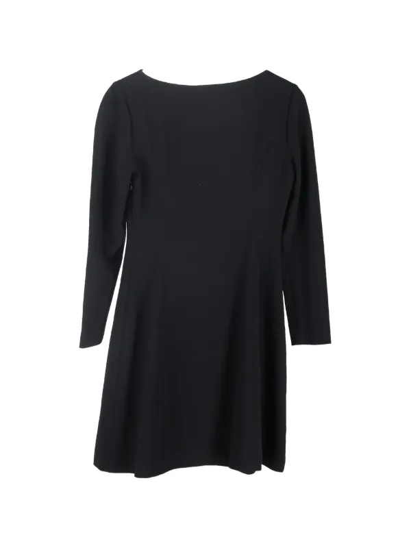 Theory Crepe V-neck Mini Dress - Black