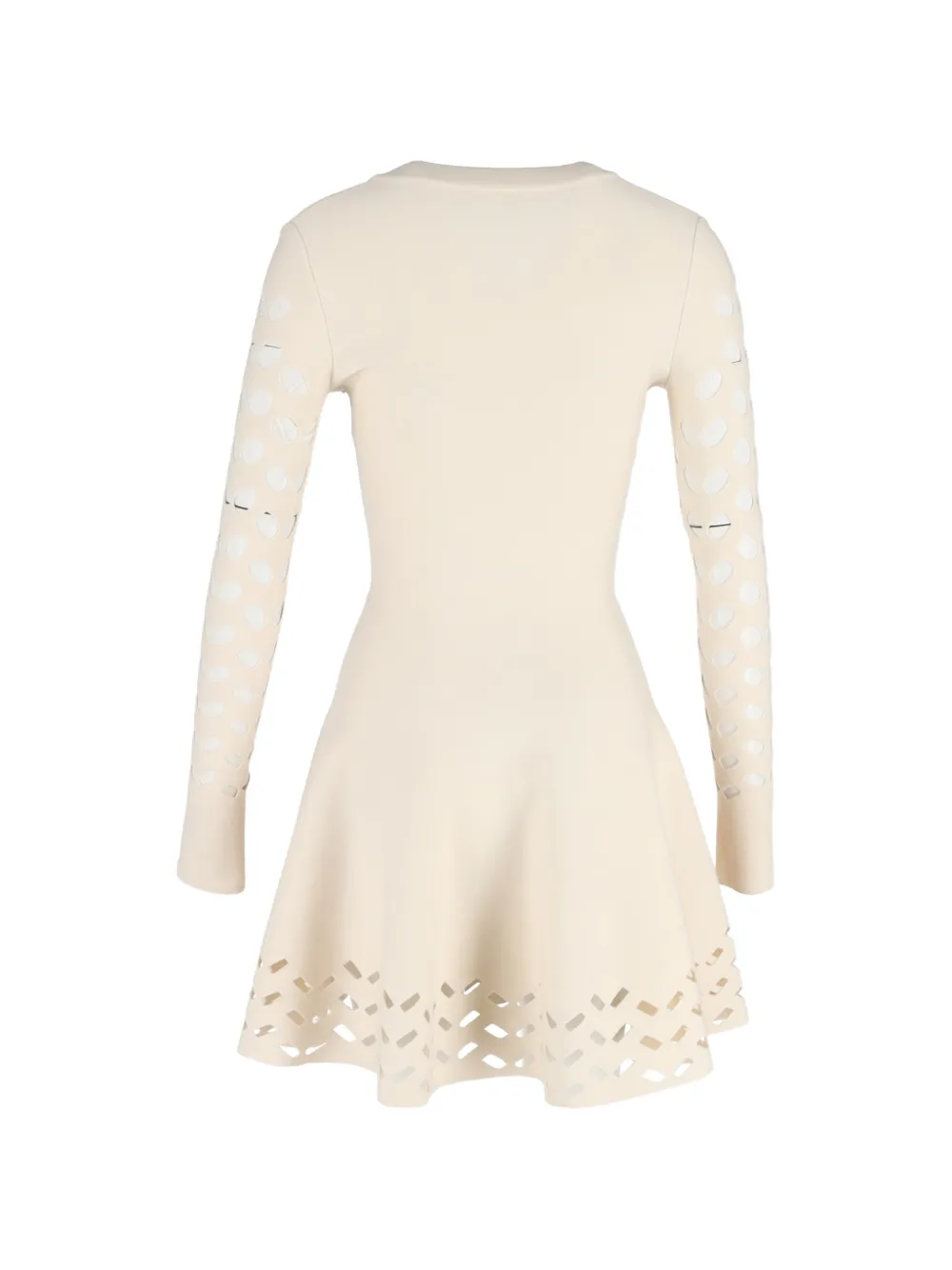Ala&iuml;a Pre-Owned laser-cut knitted mini dress - Beige