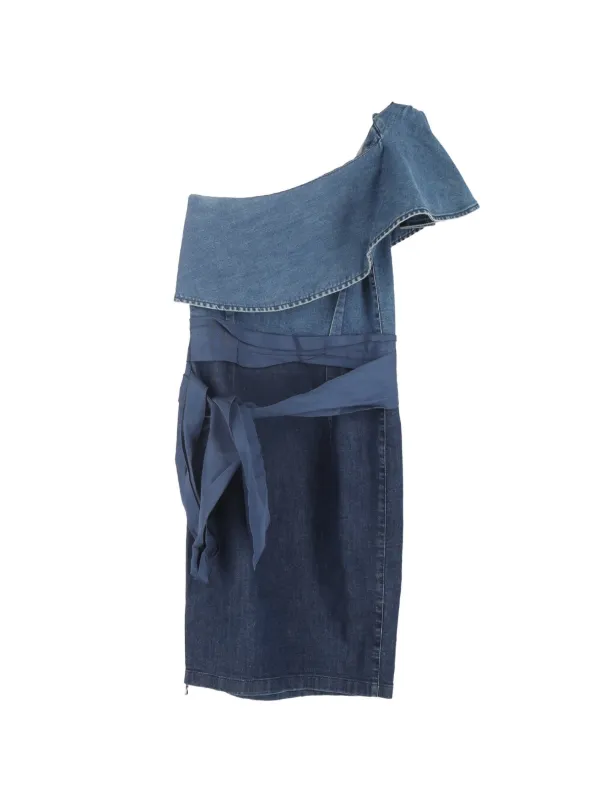 lanvin one shoulder ruffle dress Lanvin Pleated one-shoulder Dress | Green
